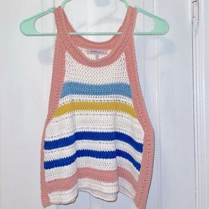 BCBG HIGH-NECK SLEEVELESS KNIT TOP